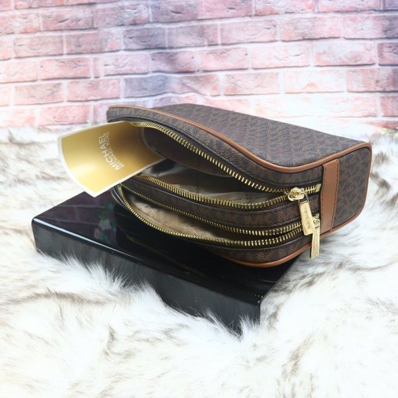 Michael Kors Clutch Jet Set Item Md Travel Pouch Wristlet Brown Newet - Picture 8 of 8